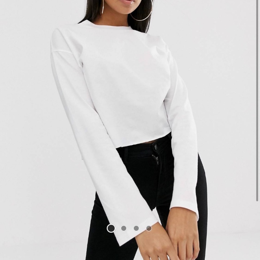 ASOS boxy white long sleeve t-shirt crop top
